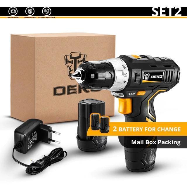 Аккумуляторная Дрель-шуруповерт DEKO GCD12DU3, Сменный аккумулятор, 12 В, 32 Нм, 1 АКБ, 18+1