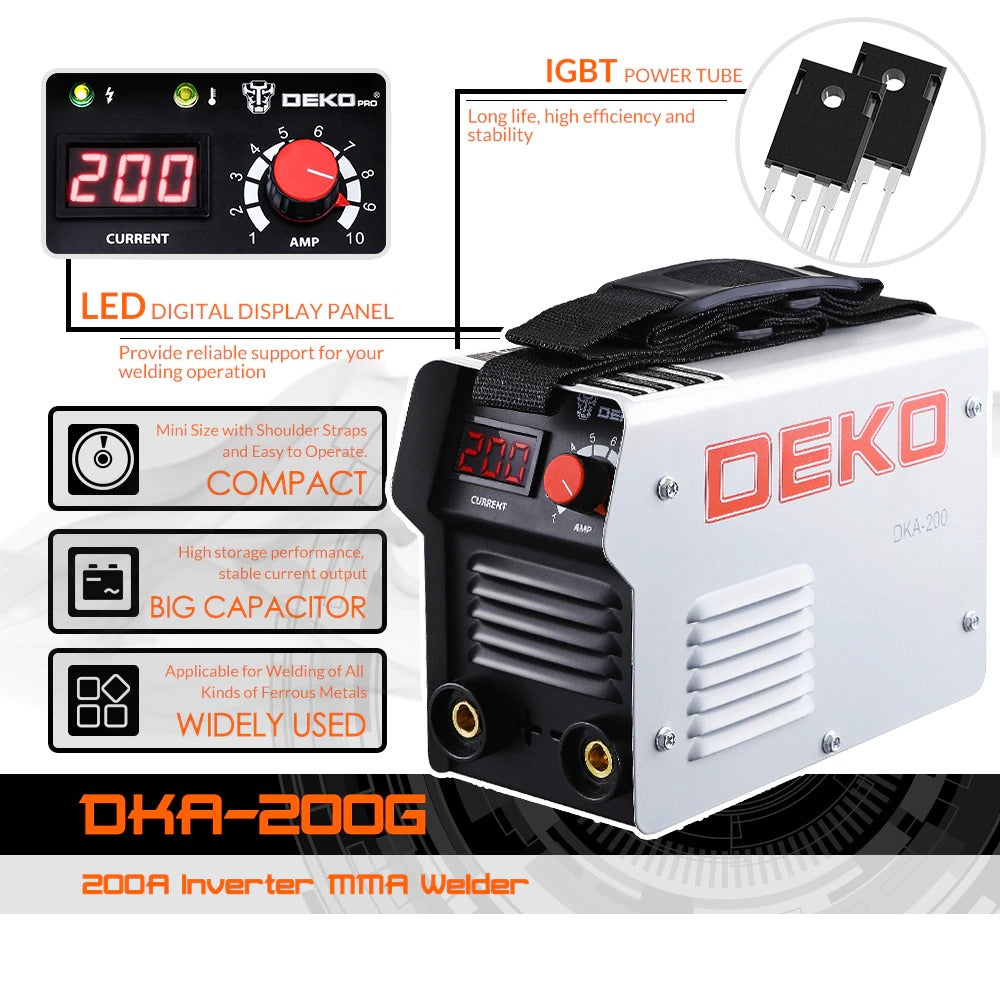 Портативный Электрический Сварочный Аппарат Инверторный DEKO DKA-160G MMA IGBT 160/200 A