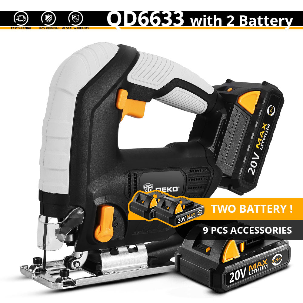 Аккумуляторная Лобзиковая Пила Лобзик 20 В DEKO со светодиодной подсветкой, регулируемой скоростью и 6 лезвиями